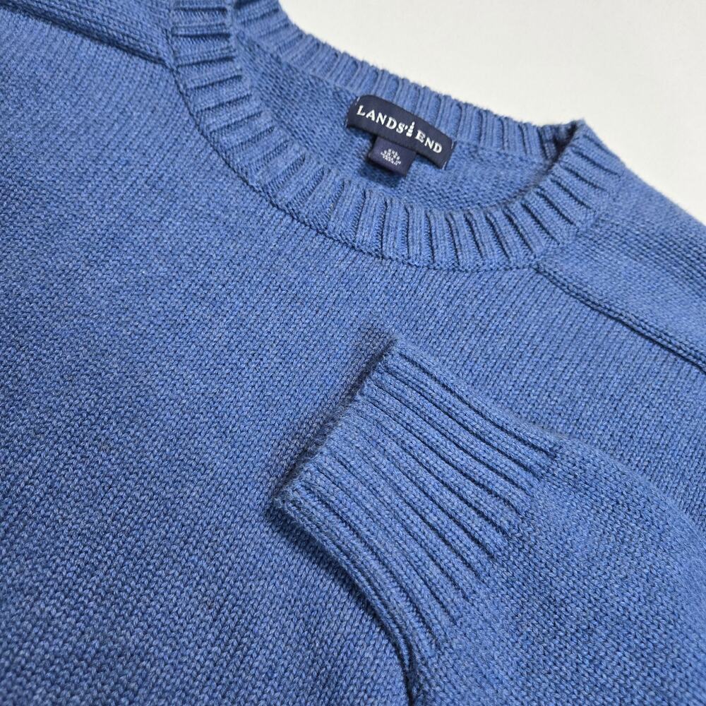Lands' End Crewneck 100% Cotton Men's Sweater, Blue, Size XXL